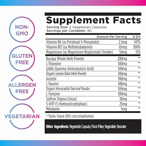 Miniatura 5 de Livingood Daily Suplemento de apoyo del estado de ánimo para mujeres y hombres, fórmula 14 en 1 con L teanina, bálsamo de limón, GABA, azafrán,