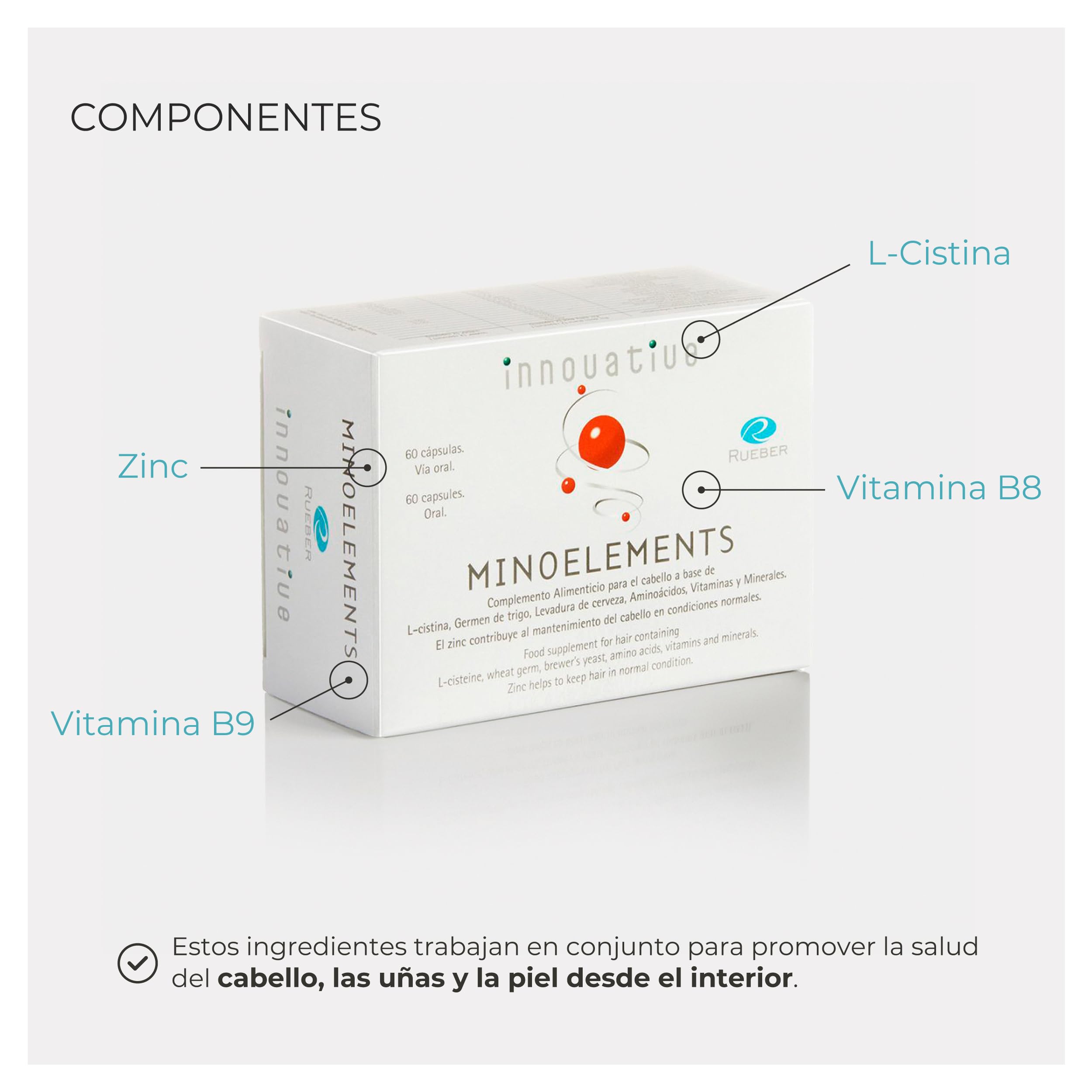 Minoelements 60 Ud | Pastillas para el Pelo Anticaida Cabello Mujer y Hombre | Complemento Antialopécico Anticaida Pelo para Crecimiento Cabello Mujer y Hombre | Pastillas Pelo, Piel y Uñas