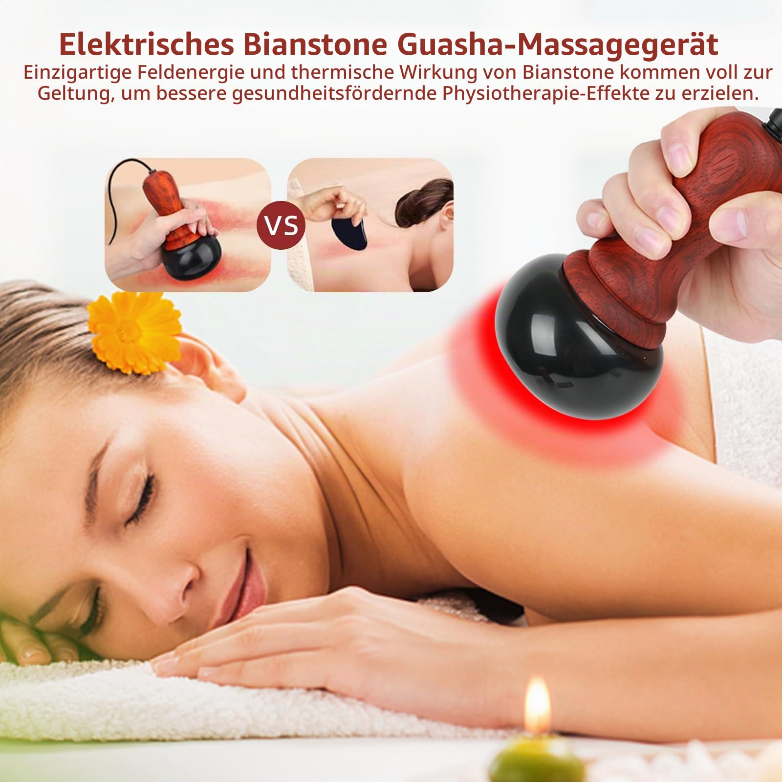 Elektrisches Hot-Stone-Massagegerät, Natürliches Bian-Stein Gua Sha-Kratzmassagegerät mit Fünf-Gang-Temperaturregelung für die Entspannungsbehandlung zu Hause, SPA, Schmerzlinderung