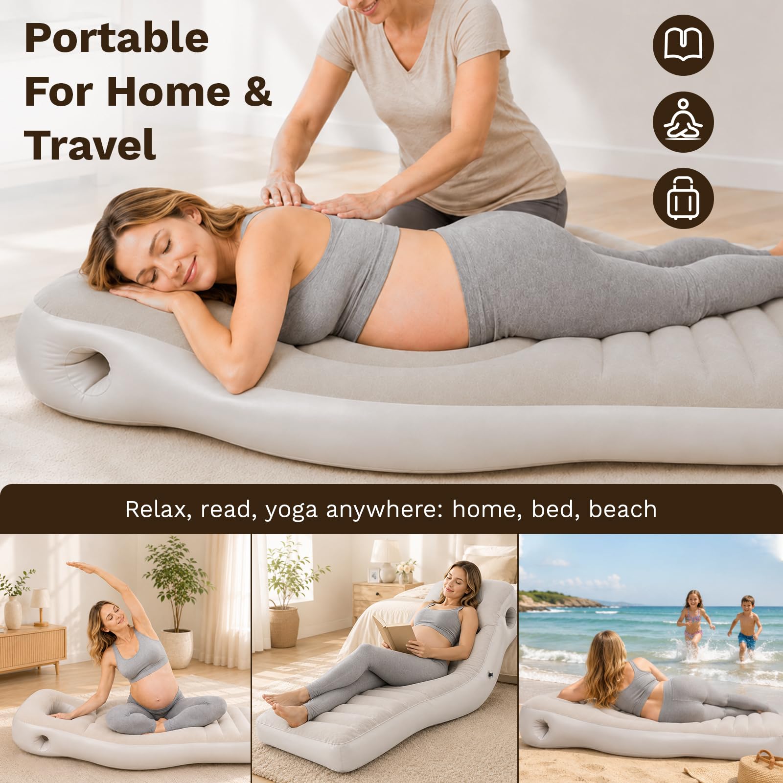 Almohada Inflable para Embarazo, Colchón Inflable de PVC Perforado