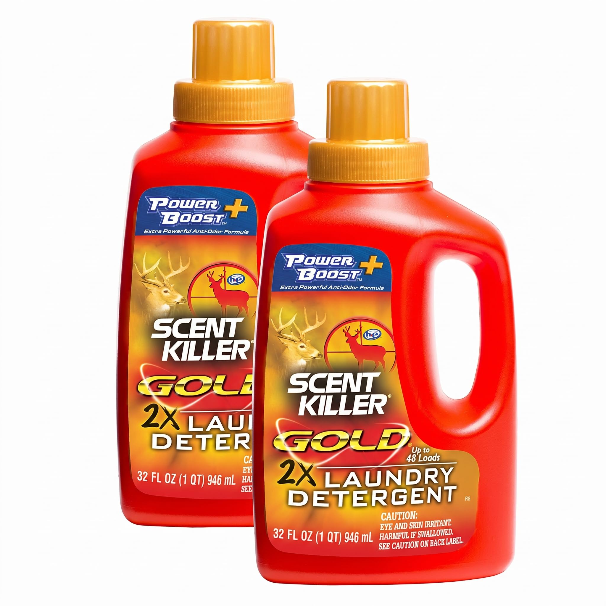 Scent Killer Gold Scent Free Laundry Detergent for Hunting Gear with Power Boost Plus Odor Eliminator,32 Fluid Ounces,(Pack of 2)