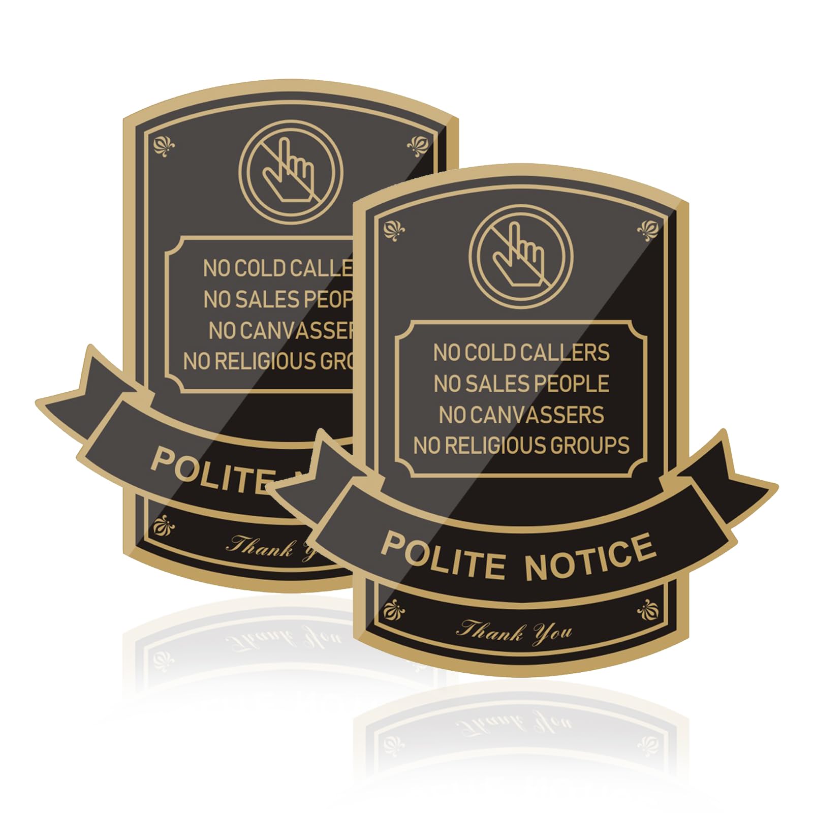 Acuxiaza 2 Pack No Cold Callers Sign for Front Door 12x12 cm No Cold Calling Sign Polite Notice Sticker Acrylic Self Adhesive Signs for House Business Stores Door Windows Indoor and Outdoor