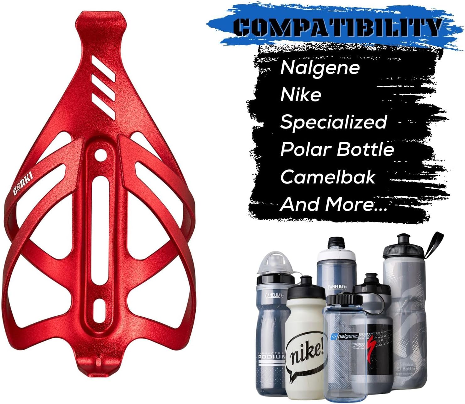 Corki Cycles Bike Water Bottle Holder Aluminum Alloy, Universal Bike Water Bottle Cage for Road, Mountain and Gravel Bikes - 2 Pack - Red - Image 3