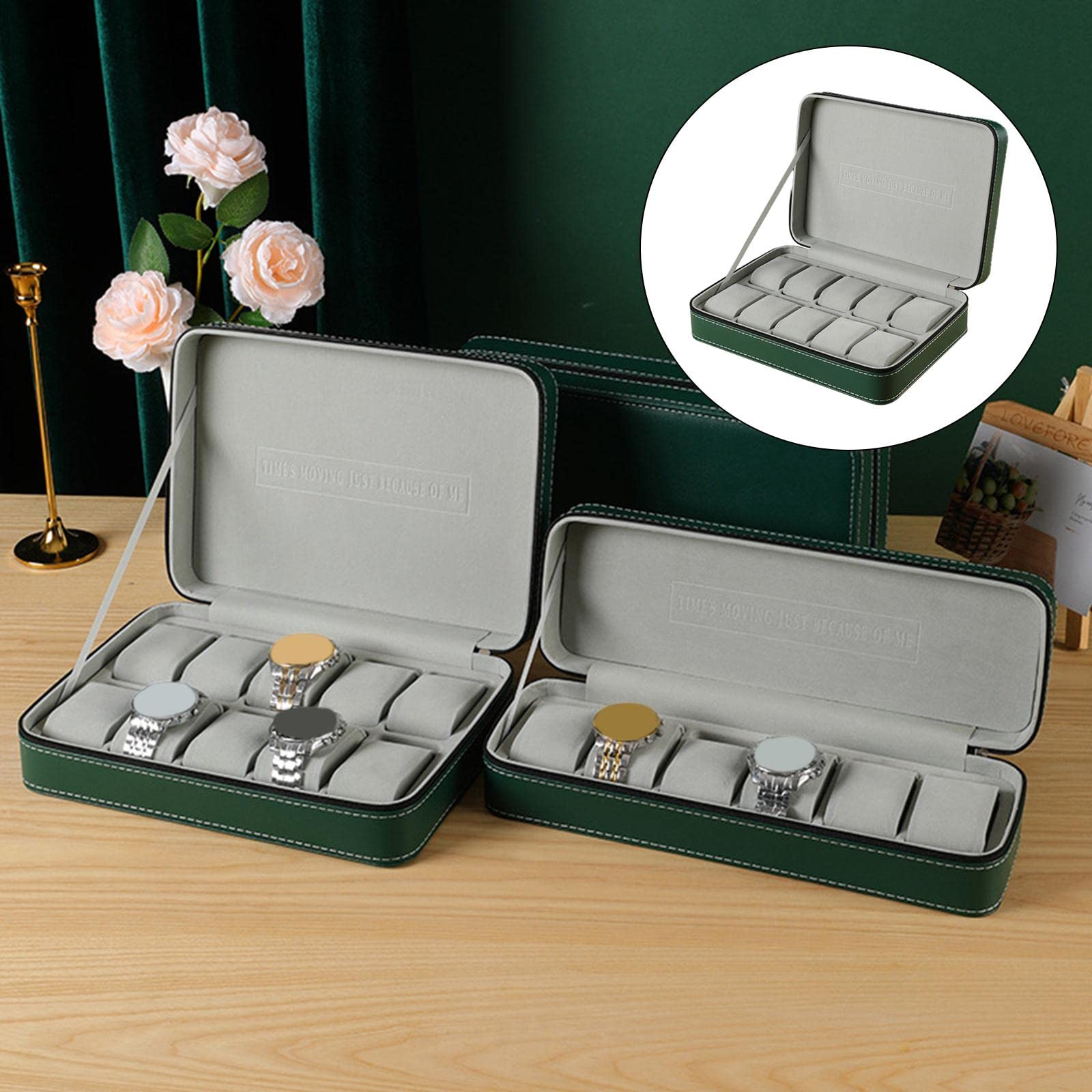 Stojak do przechowywania biżuterii, pudełko na zegarek eleganckie etui z szufladami na zegarki na rękę walizka podróżna Unisex dla dorosłych (Color : 10 Slot)