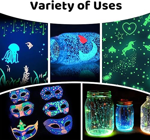 Miniatura 6 de ARTME Pintura que brilla en la oscuridad, juego de 12 colores brillantes de 1.0 fl oz/1 oz, fluorescente brillante de larga duración, perfecta para