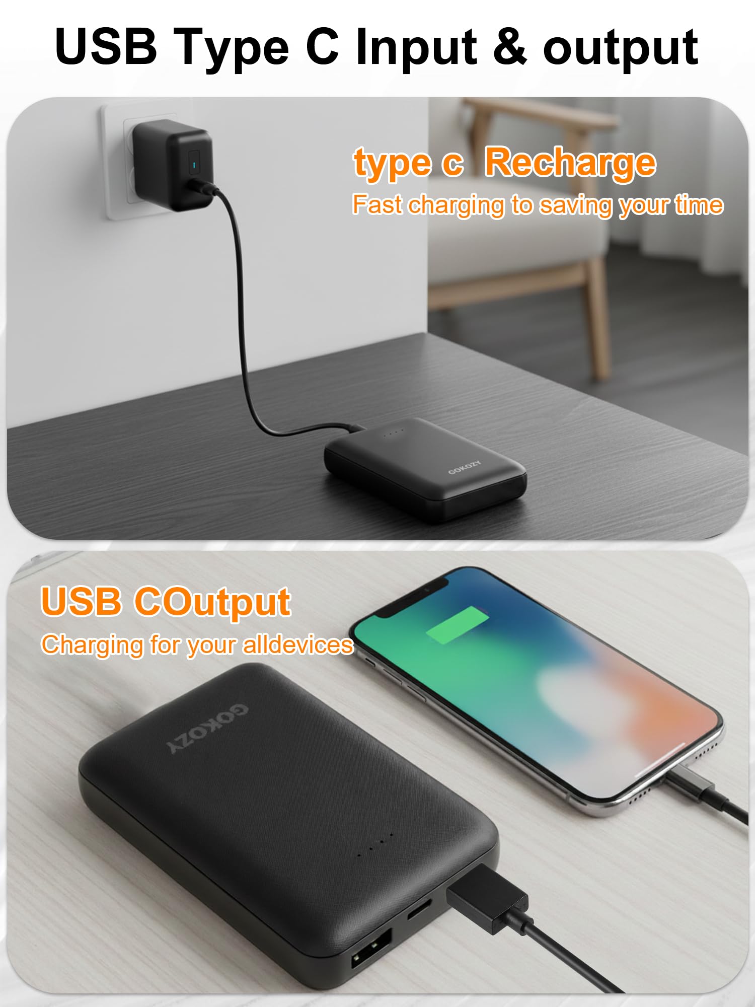 PowerBank 10 000 mAh avec port de charge CC pour veste chauffante