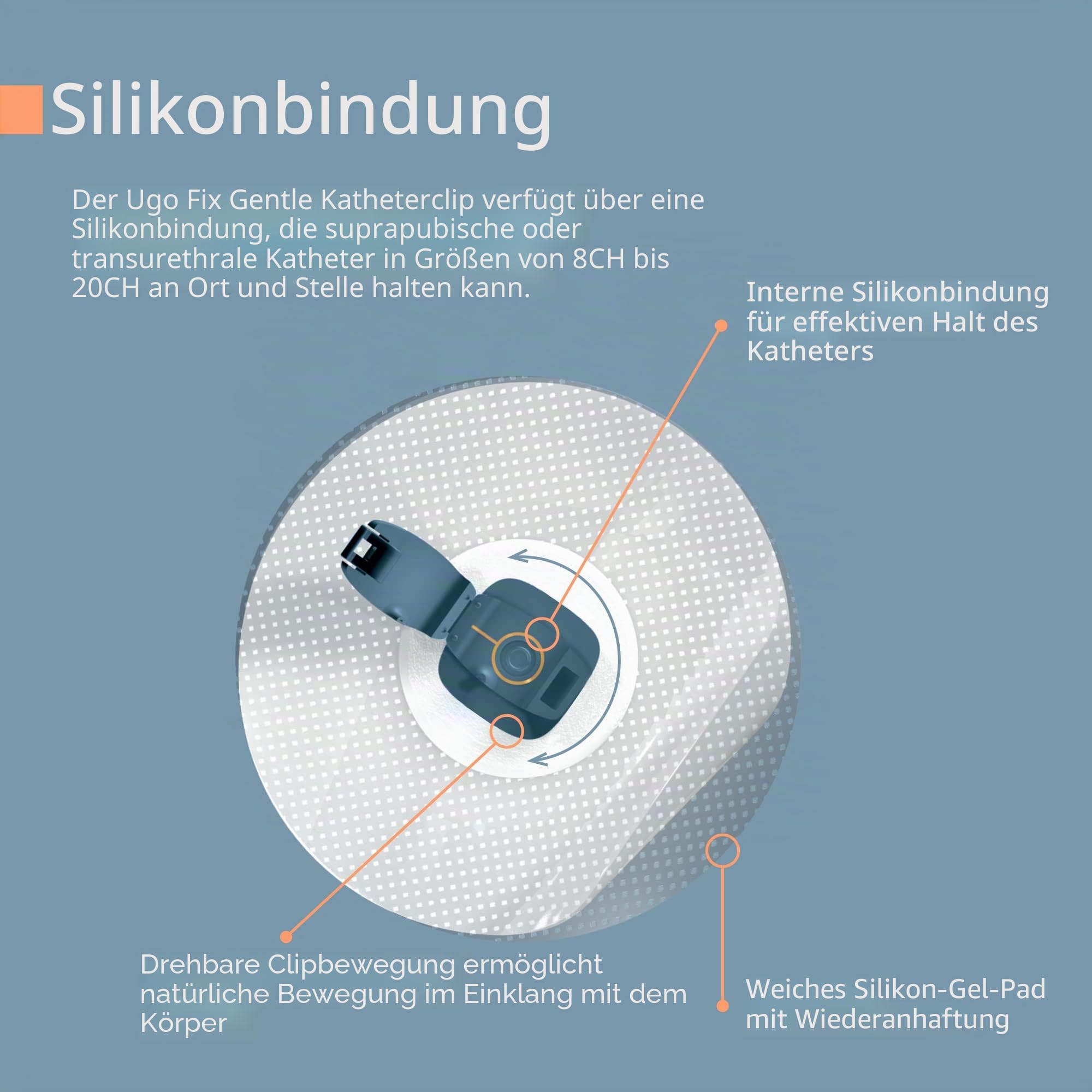 Ugo Fix Gentle – Katheter Befestigungsclip mit Silikontechnologie, haftet leicht auf der Haut ohne Vorbereitung (5er Pack)