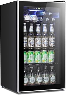 Antarctic Star Beverage Refrigerator Cooler -120 Can Mini Fridge Glass Door for Soda Beer or Wine Constant Glass Door Small Drink Dispenser Clear Front for Home, Office Bar 3.2cu.ft