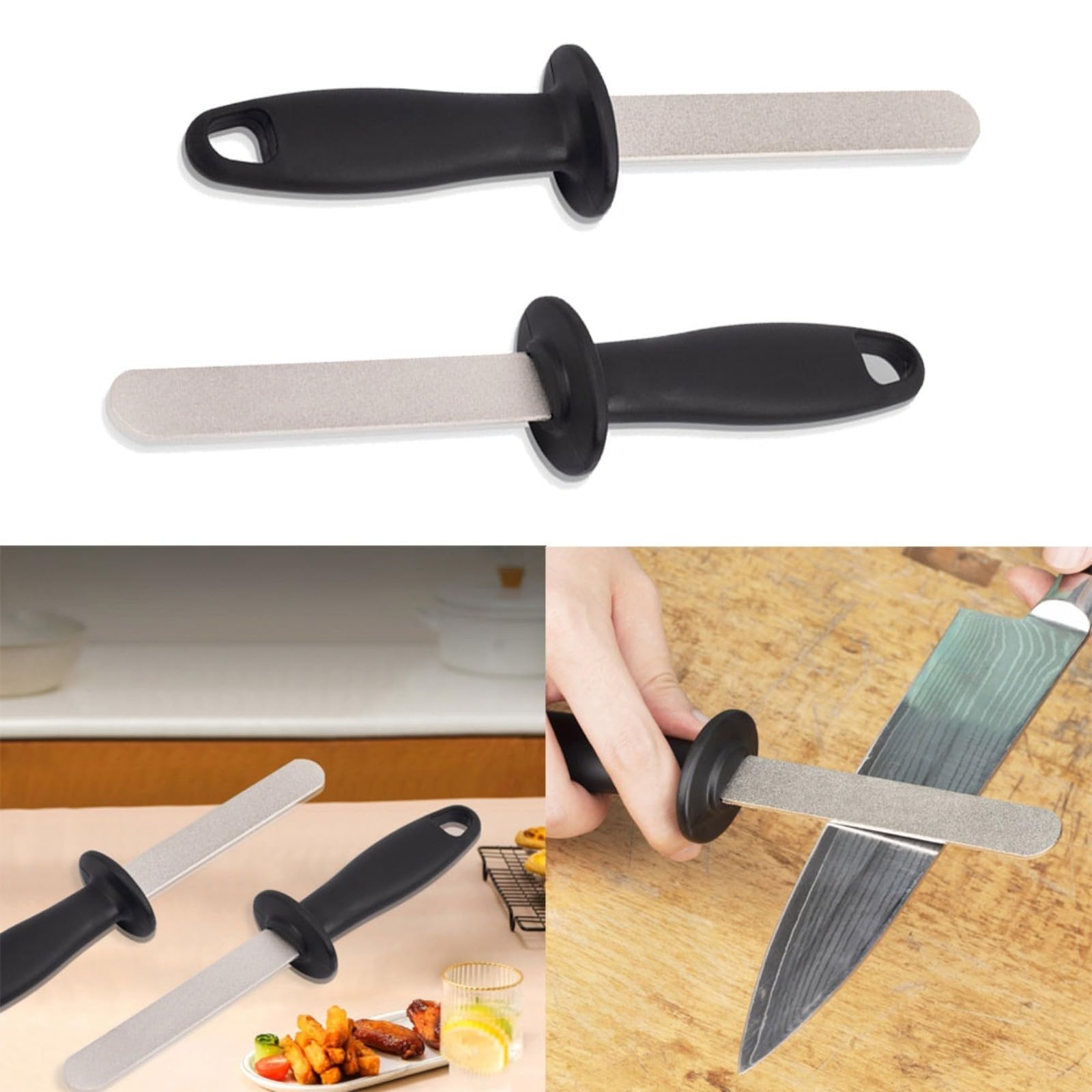 Pietra per affilare, 2 pezzi, strumento portatile a doppia faccia per affilare lime in pietra affilatrice grana 400/1000 strumento manuale con manico ergonomico