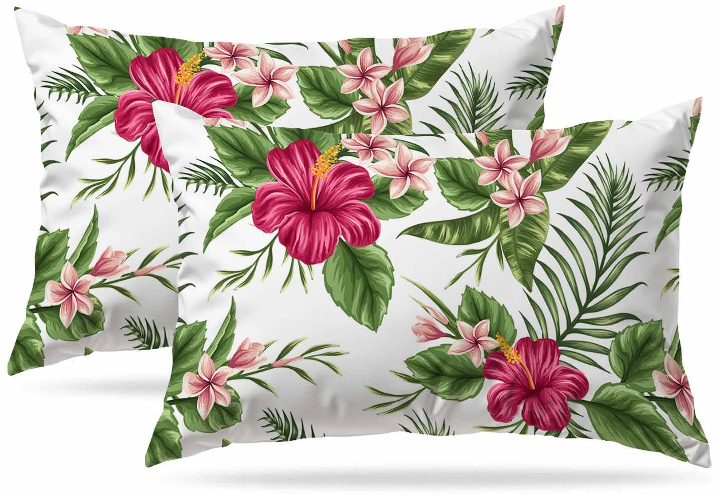 Zovinex Set of 2 Pack Cushion Cover,Tropical Leaf Soft Short Plush Rectangle Outdoor Cushion Covers 12x20 inch