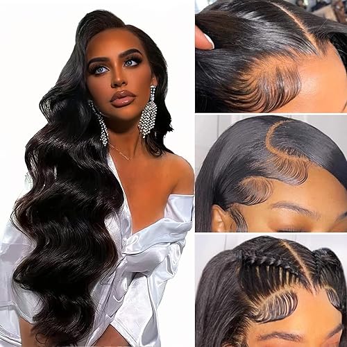 CHELSEA Lace Front Wigs Human Hair Body Wave 13x4 HD Lace Frontal Wig Pre Plucked with Baby Hair Brazilian Human Hair Wigs for Black Women 180% Denisty Natural Color(22 Inch, body wave)