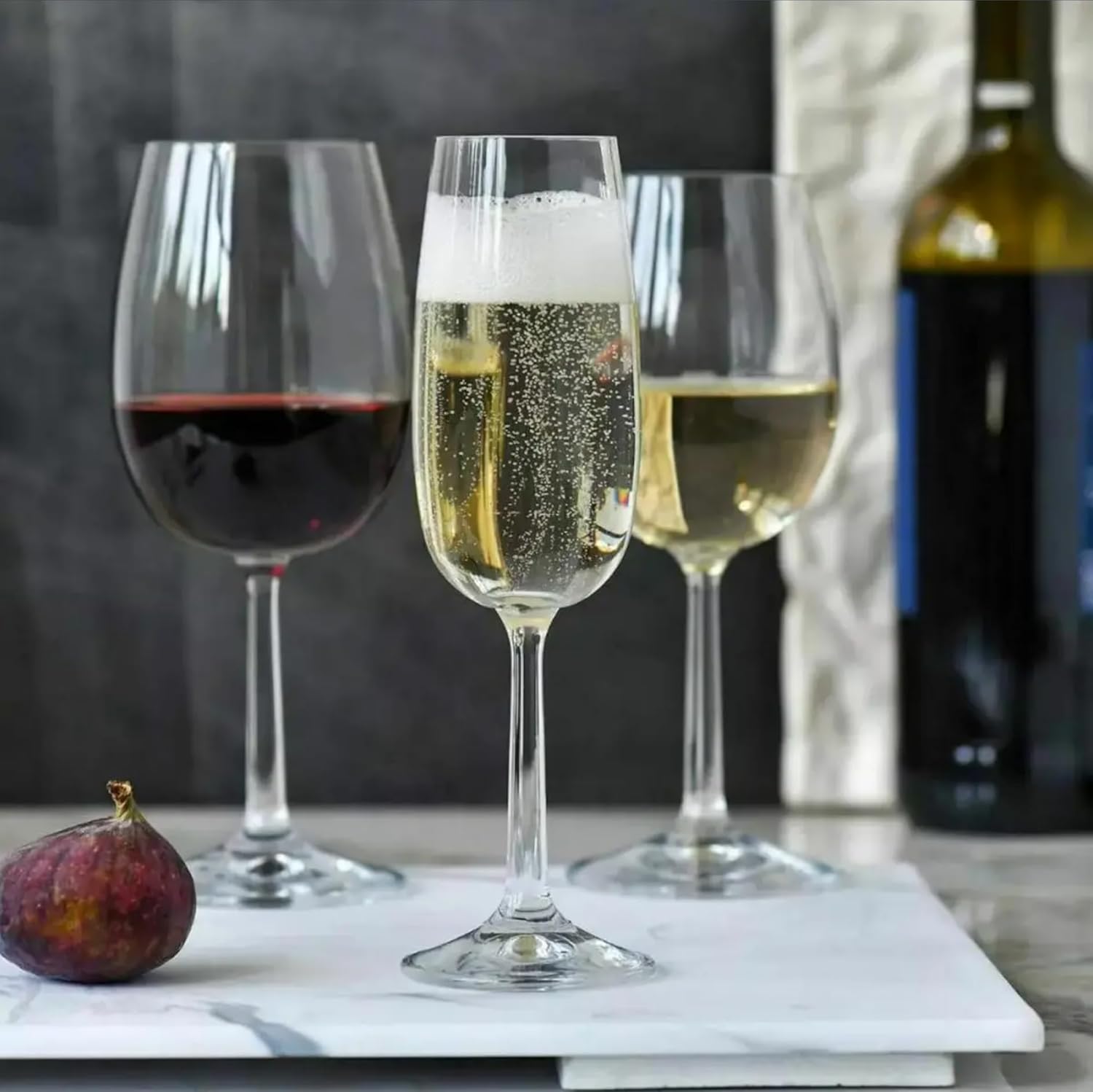 3Diamonds Champagne Glass Set of 6, 7 oz champagne glasses, Luxury wine glasses for picnic, Crystal Clear, Dishwasher Safe Wine Glass for Anniversary Wine glass Gift Set