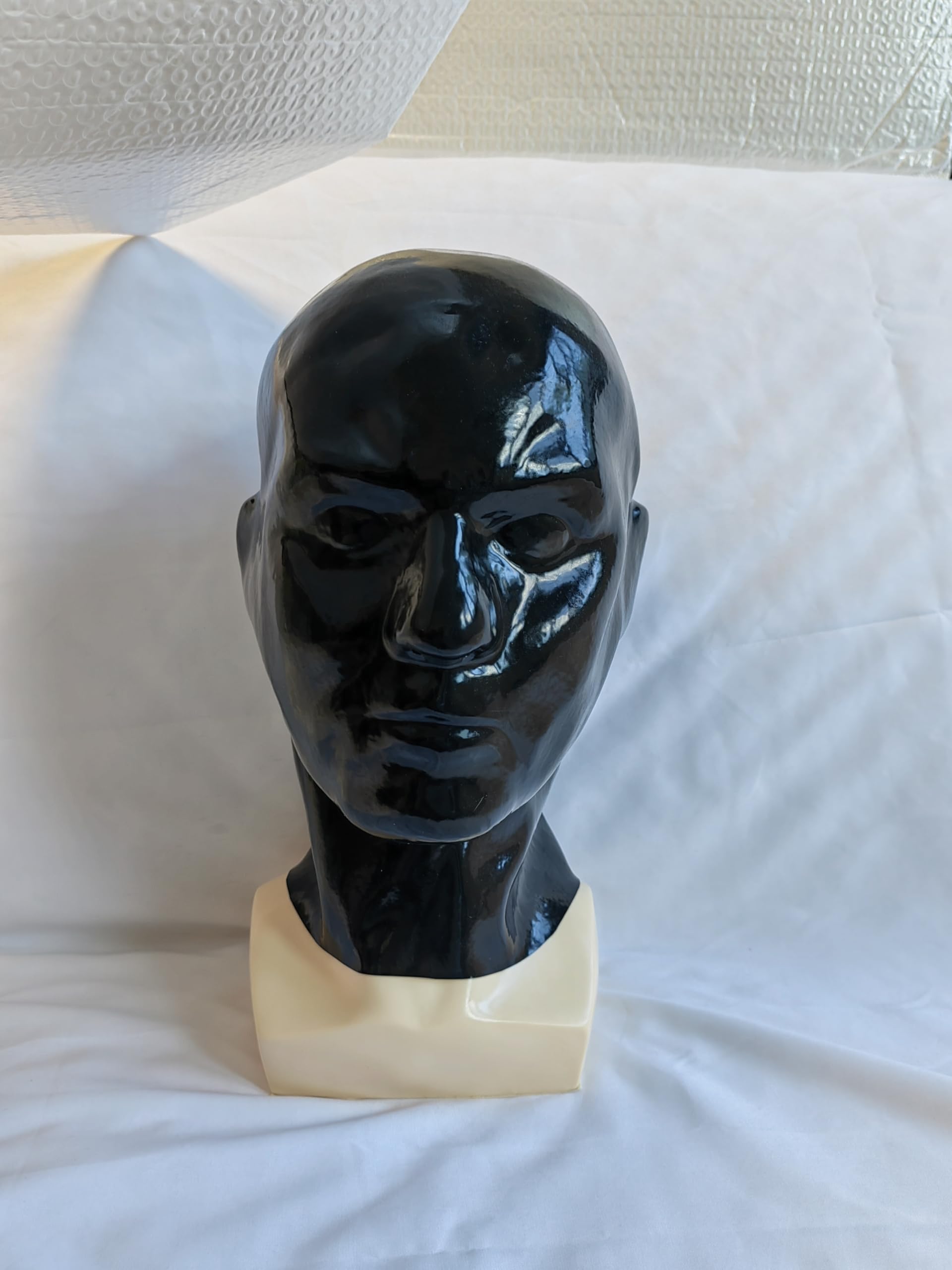 Máscara Cabeza Modelo 3D de Látex Negra,Capucha Goma Cabeza Para Unisex Orificios Nasales Respirar Adecuada Cosplay Fiestas