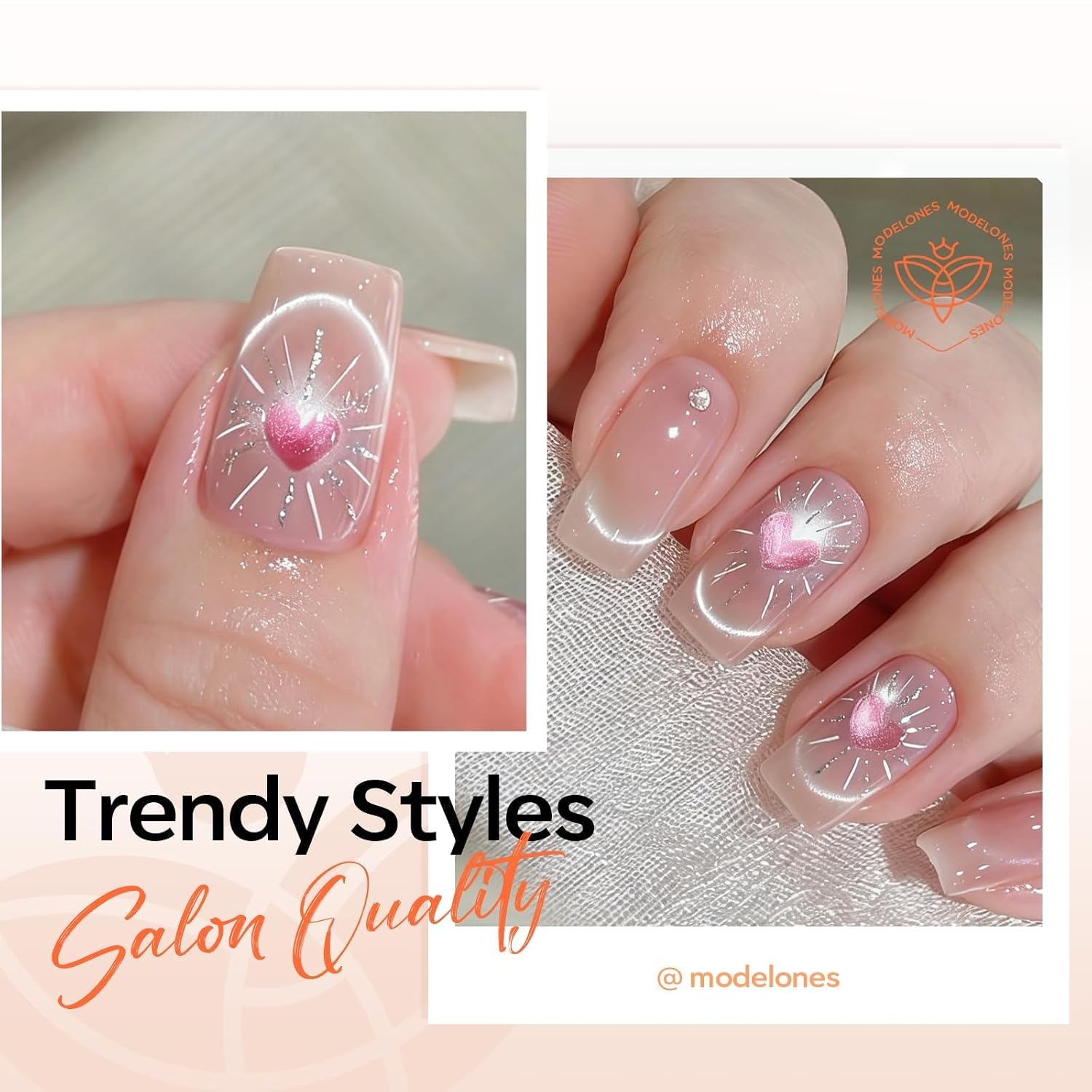 modelones Heart Magnet for Cat Eye Gel Polish with Hema Free 6 Colors 2026 Nude Gel Polish