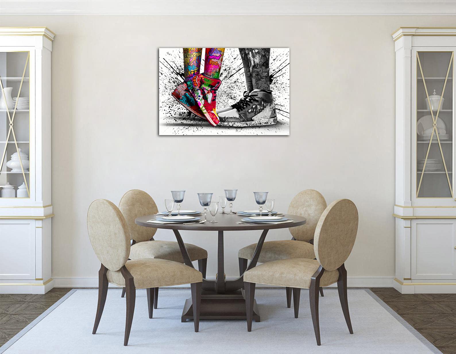 Art de Chaussure Graffiti Moderne sur Toile pour Décoration