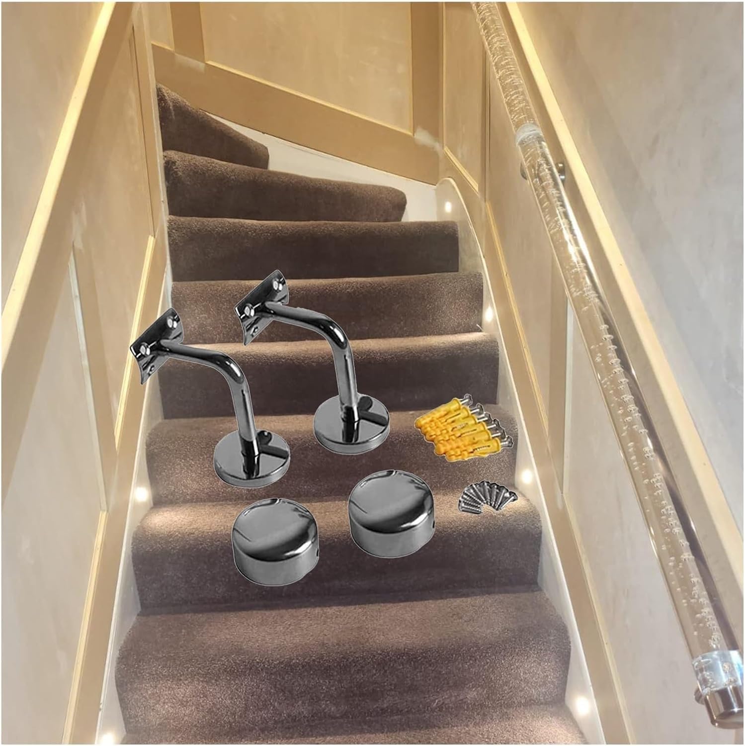 Stair Handrail Clear Acrylic Staircase Banister Hand Rails Grab Bar Rail Modern Decor，50cm-700cm
