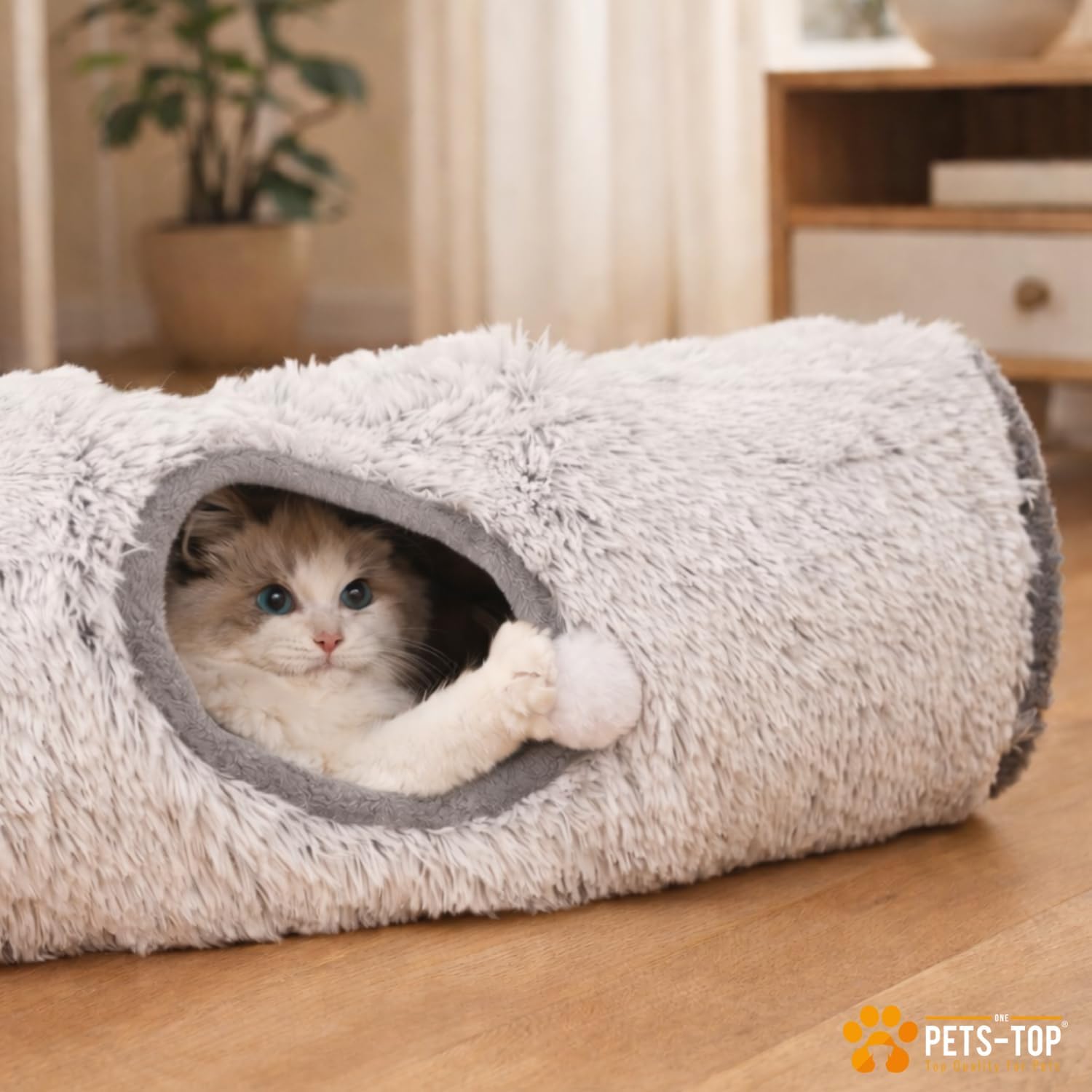 One PETS-TOP Tunnel Gatto Long, Tunnel per Gatto XXL, Giocattolo Interattivo per Interni in Morbido Peluche