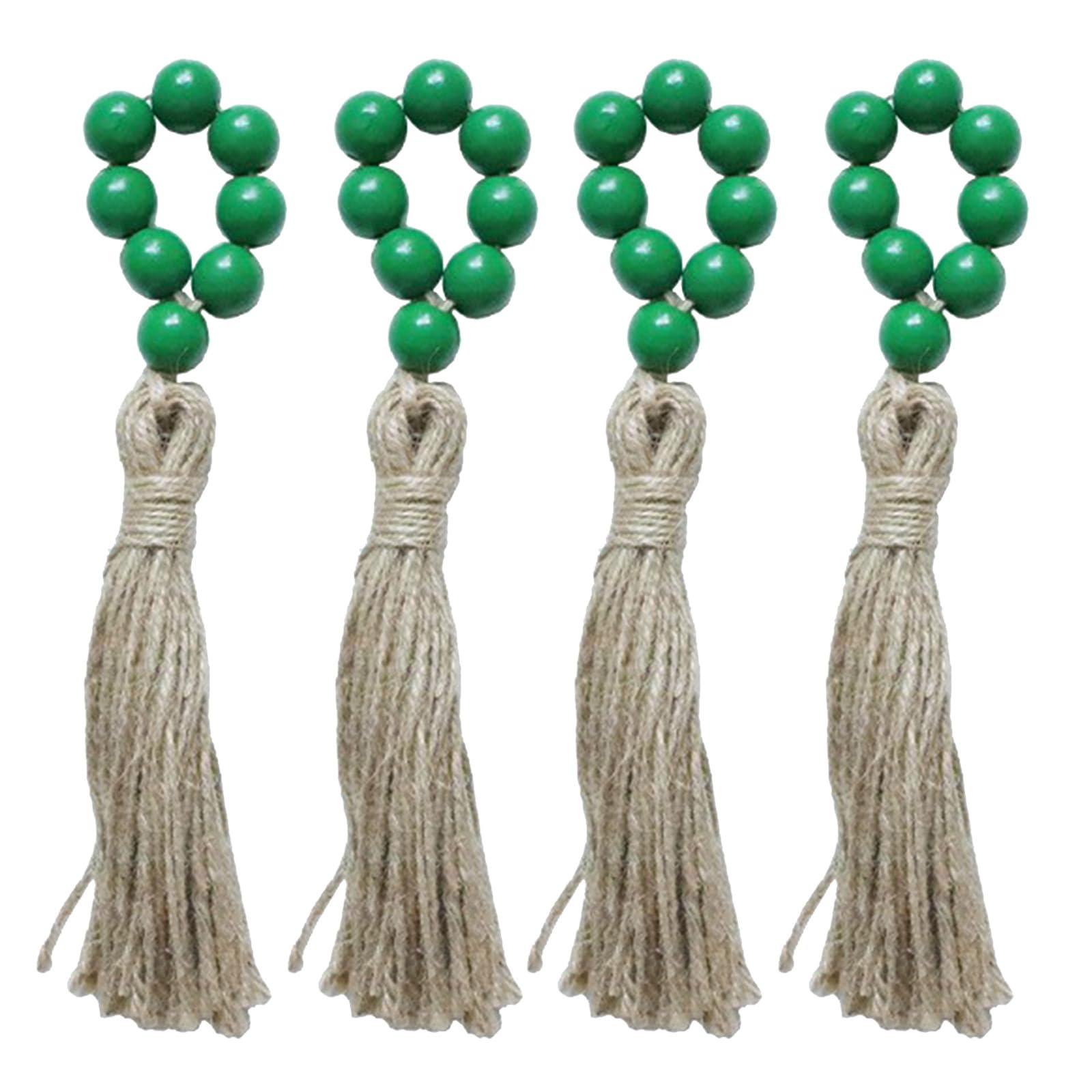 Elnwnnkc 4 Pcs Farmhouse Napkin Serviette Buckles Wooden Bead Tassels Napkin Holder Christmas Decoration Napkins Buckle Farmhouse Holder Holiday Party Decoration Christmas Table Setting