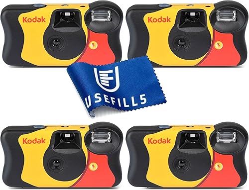 Paquete de 4 cámaras desechables para cámara, paquete de 4 unidades, incluye película de cámara Kodak Quicksnap One Time Single Use Camera Fun Saver