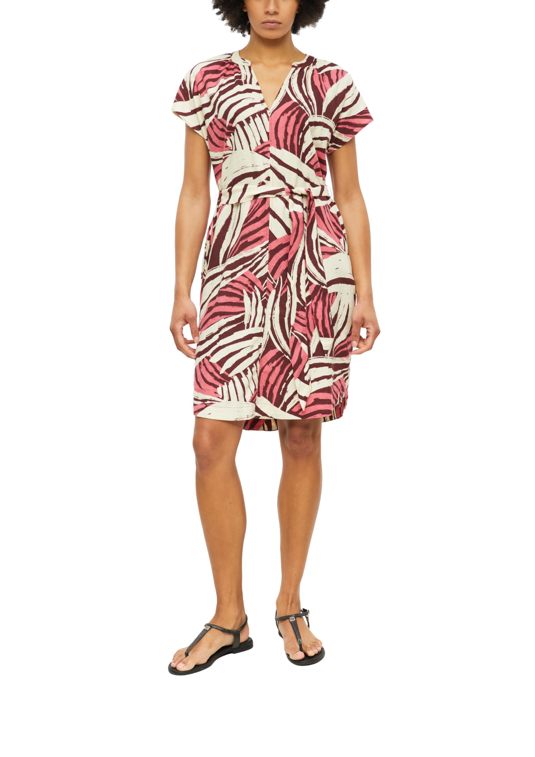 s.Oliver Damen 2179143 Kleid mit Bindegürtel aus Leinenmix (1er Pack)