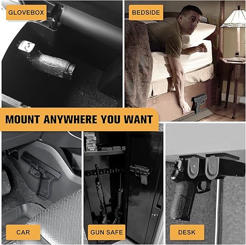 Miniatura 4 de WarBull Imán de pistola con adhesivos 3M, revestimiento de goma nominal de 55 libras, soporte magnético para pistola sin perforación para pistola de