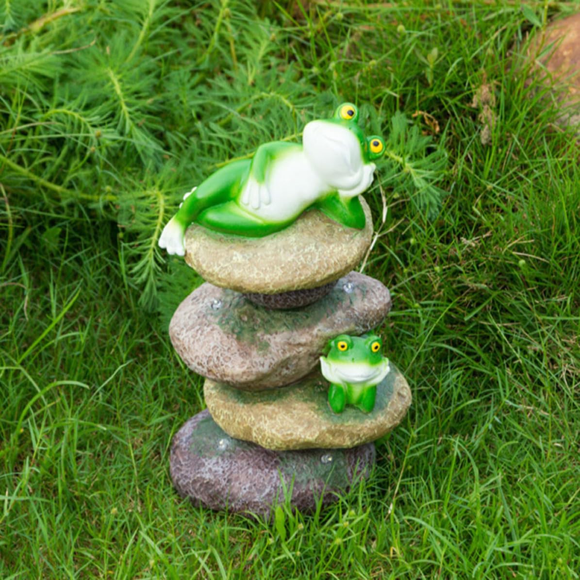 Statua Rana Solare in Resina Verde per Giardino e Aiuole Decorative