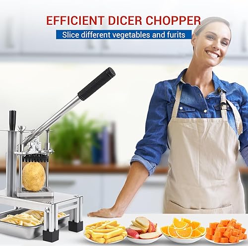 Miniatura 4 de GarveeHome Cortador comercial de papas fritas, picador de frutas y verduras con 4 cuchillas de repuesto, acero inoxidable, cortador de frutas para