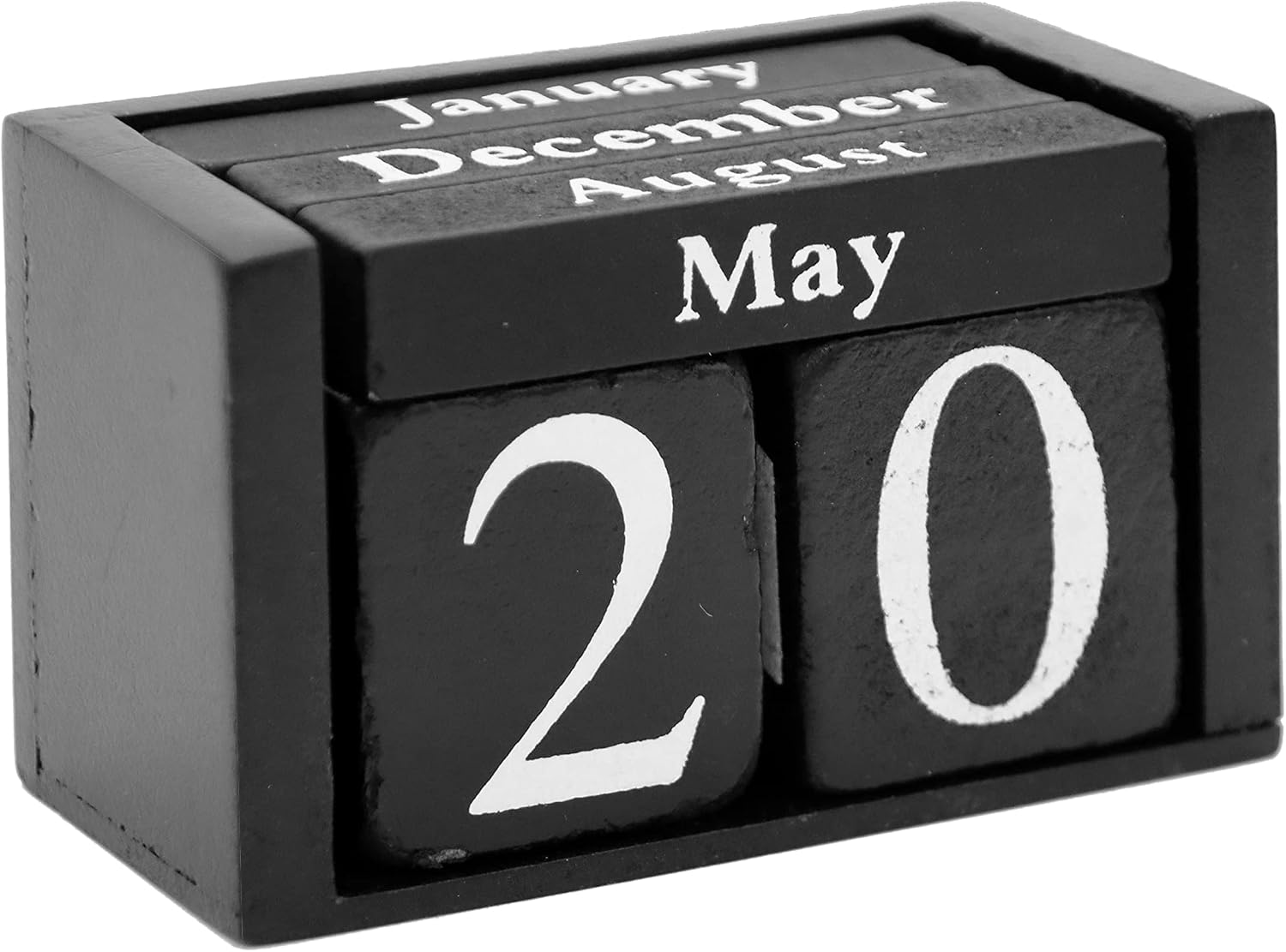 MICKYU Wooden Block Calendar for Desk, Small Table Calendar Month Date Display, Home Office Decor Accessories for Men Women (Black)
