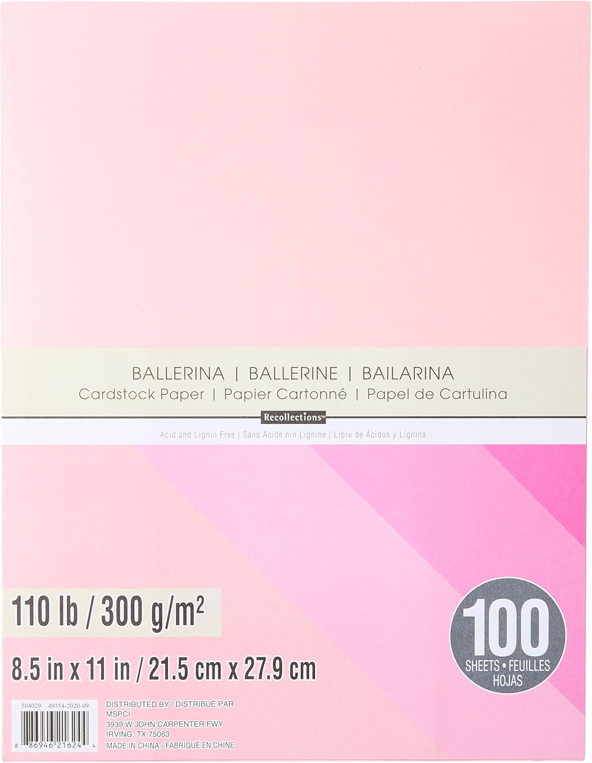 Recollections 100 Sheets Ballerina 8.5” x 11” Cardstock Paper - Acid and Lignin Free Paper for Scrapbooks, Arts & Crafts - 1 Pack