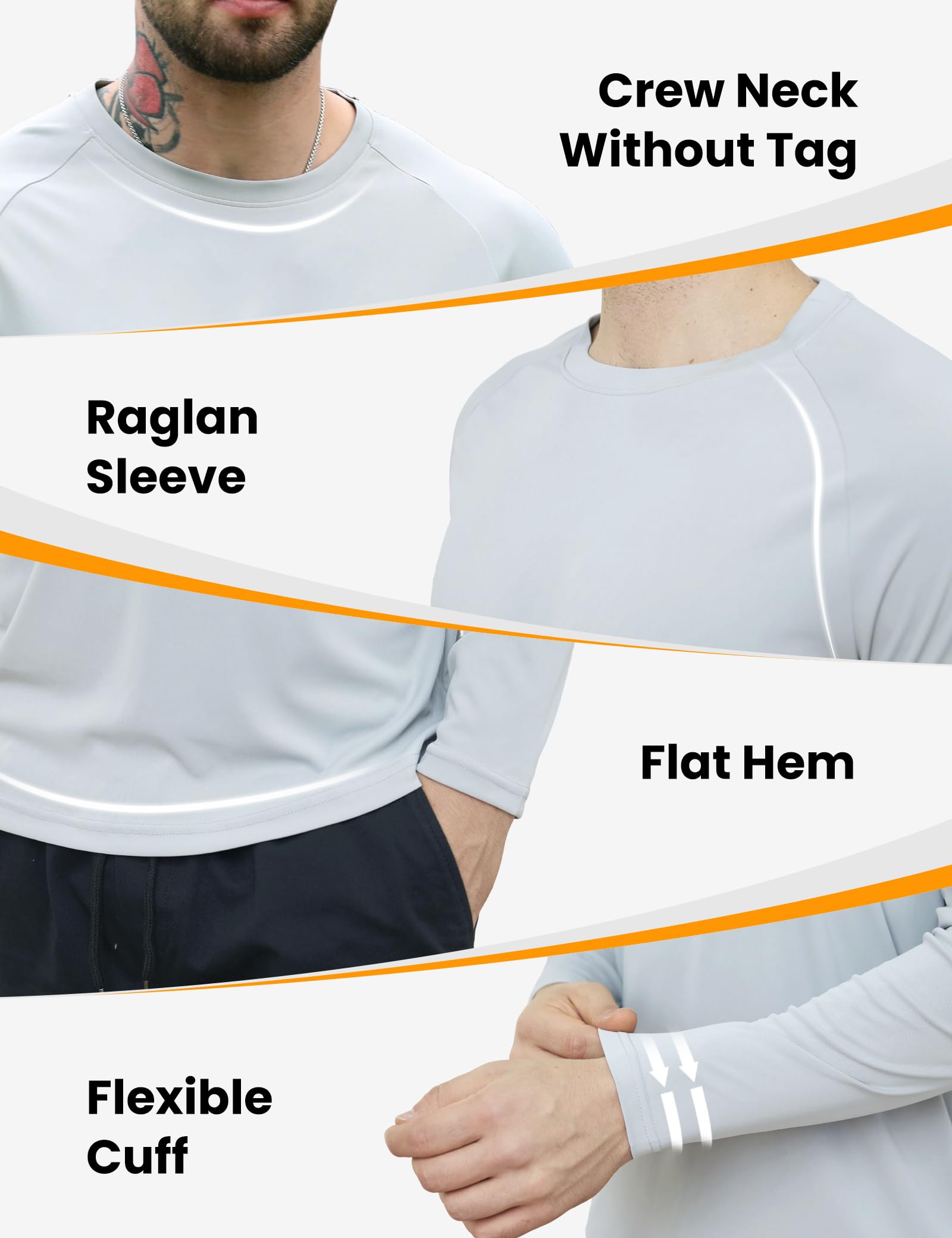 CE' CERDR Camisas de Manga Larga para Hombre, Secado rápido, Absorbe la Humedad, protección Solar, Camisetas de Manga Larga para Entrenamiento y Correr, 7b - Negro/Gris Oscuro/Azul Marino/Blanco/Gris