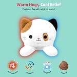 Onsoyours Original Heatable & Weighted Calico Cat Stuffed Animals, 15 inch Microwavable Kitten Plushie for Warmth & Stress Relief - Comfort Soft Plush Toys for Kids and Adults