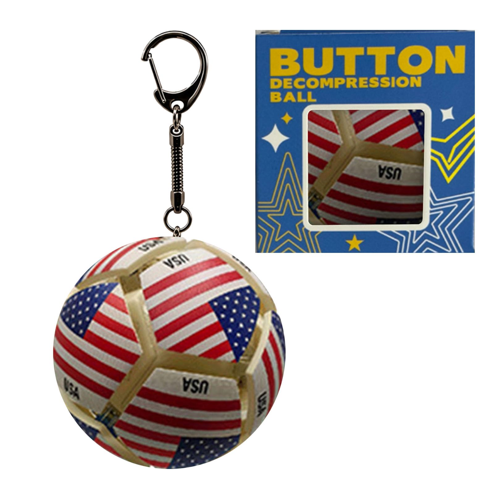 2026 Interactive Light & Sound Soccer Ball Fidget Keychain, Country Flag Printed Stress Relief Football Toy, Press-Activated Anti-Anxiety Toy for Office, School and Travel