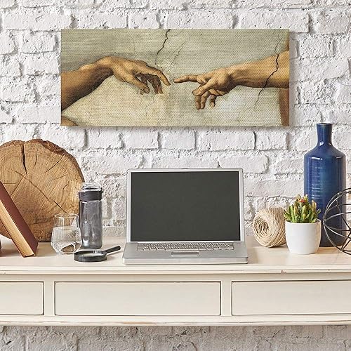 Miniatura 6 de Stupell Industries Manos de la creación de Adán, pintura religiosa, lienzo, 13 x 30