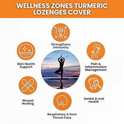 Miniatura 7 de Pastillas de cúrcuma  Pastillas de garganta sin azúcar para alivio del dolor de garganta y tos  Suplemento de curcumina de cúrcuma con extracto de