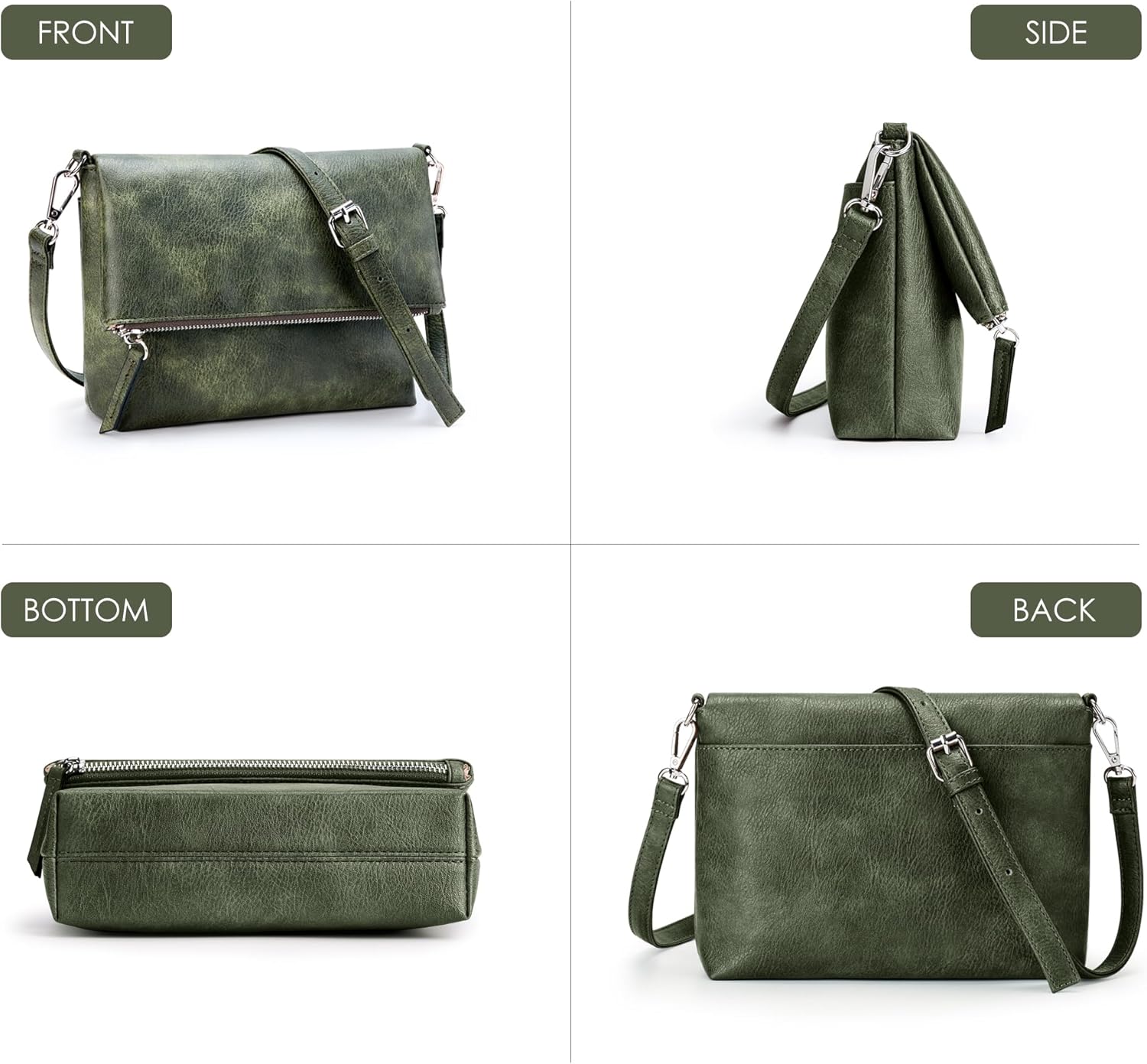 KALIDI Vintage Vegan Leather Crossbody Bag PU Shoulder Bag Handbag Multiple Pockets Adjustable Removable Strap Women - Image 7