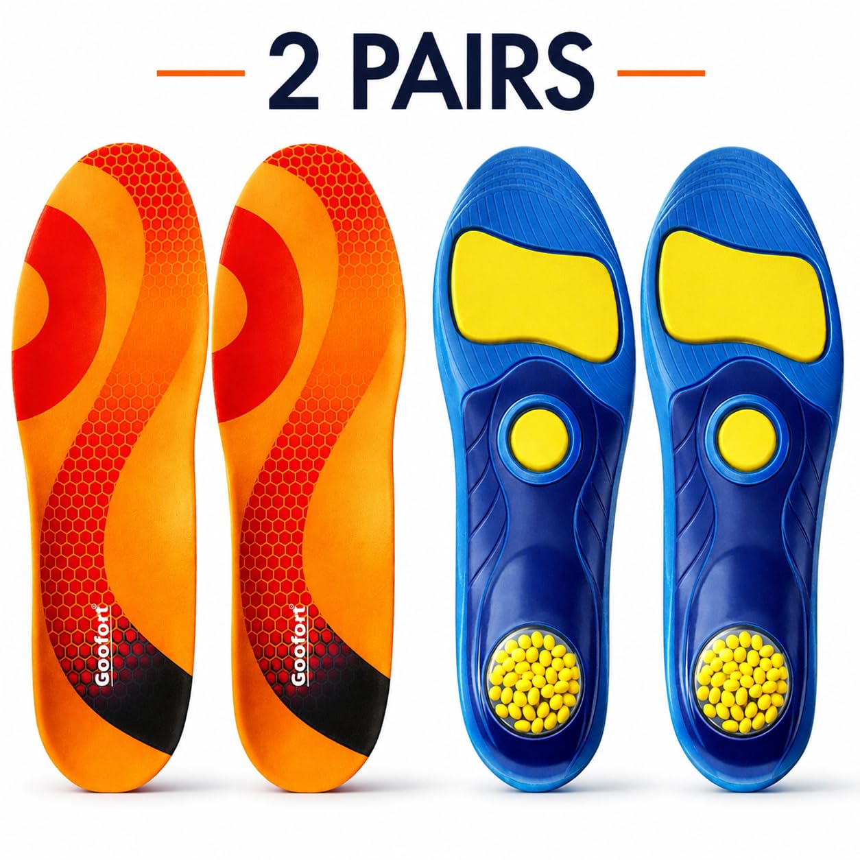 Goofort DynaZoom™Max - 2 pares de plantillas de gel para soporte de arco para hombres y mujeres, placa de estabilidad reforzada, insertos ortopédicos, almohadilla de aire, antidolor de talón, fascitis