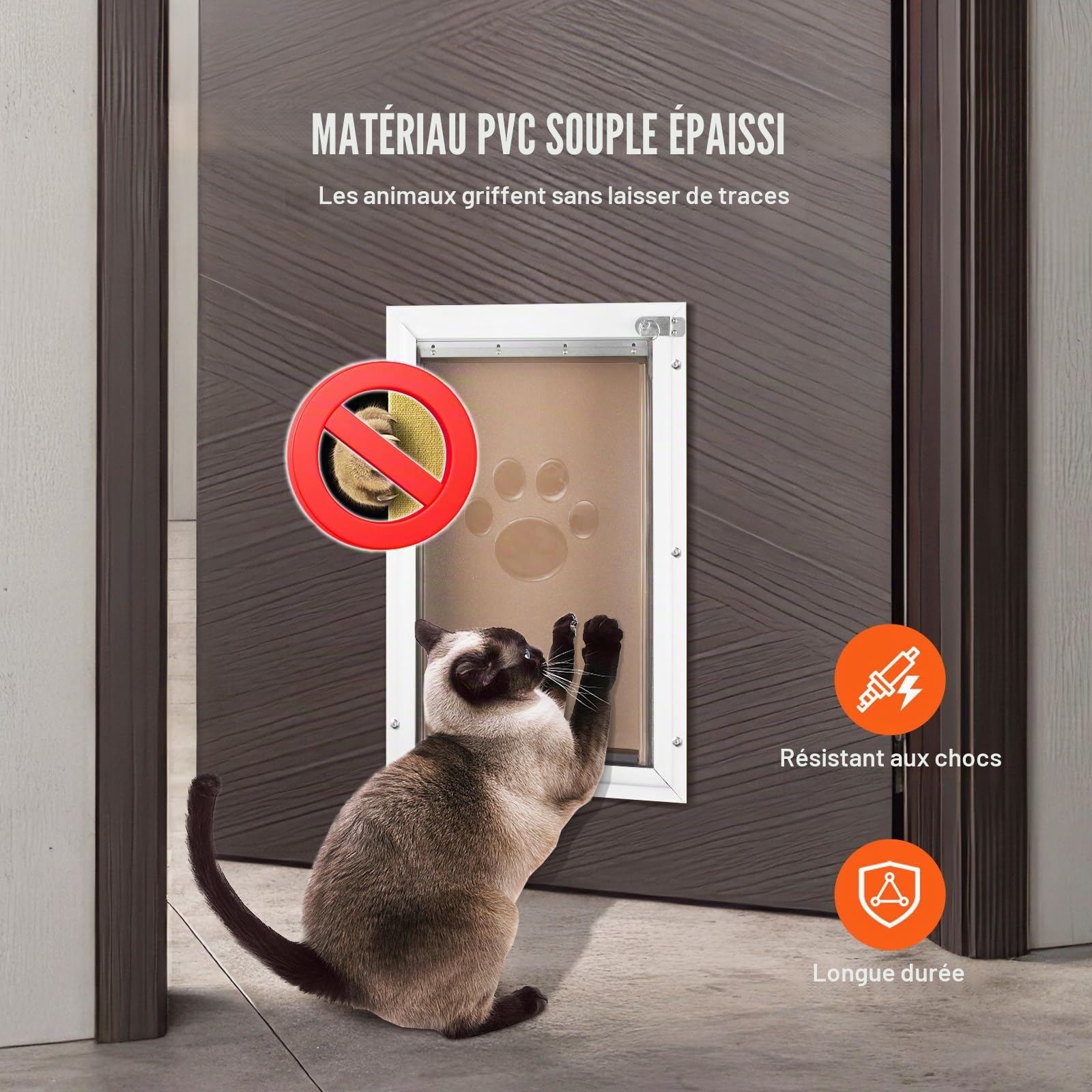 VEVOR Rabat de rechange pour chatière compatible avec chatières de VEVOR, 133,4 x 206,4 mm, accessoire de porte pour animal en PVC épais, résistant aux intempéries, avec longue bande magnétique, petit
