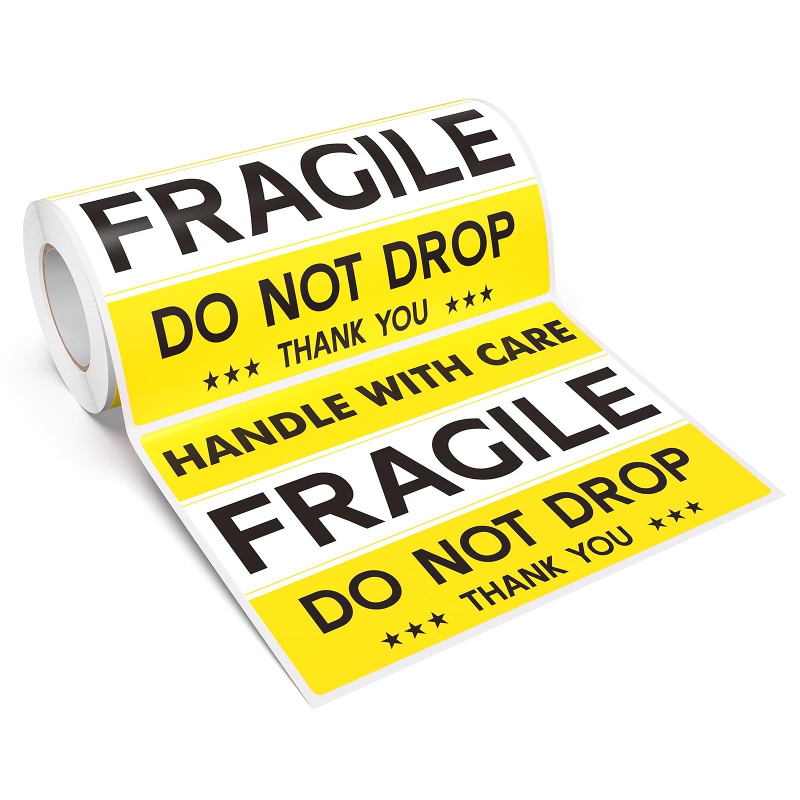 YIKIADA 120 PCS Fragile Stickers 100 × 150 mm Yellow Vinyl Fragile Sticker Waterproof Adhesive Shipping Labels for Packaging Mailing Boxes