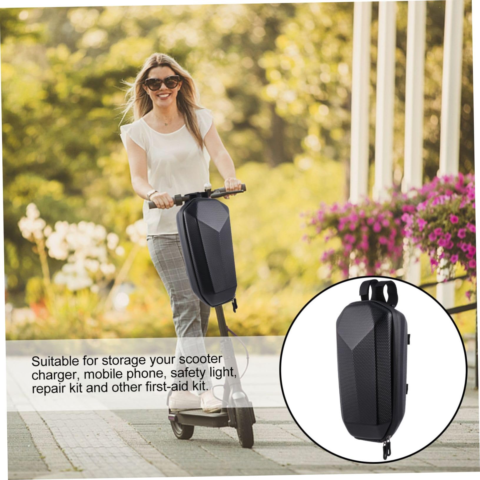 Bolsa para Patinete Eléctrico, Bolsa Frontal de Eva , Fácil de Instalar, para Manillar de Bicicleta y Uso Diario