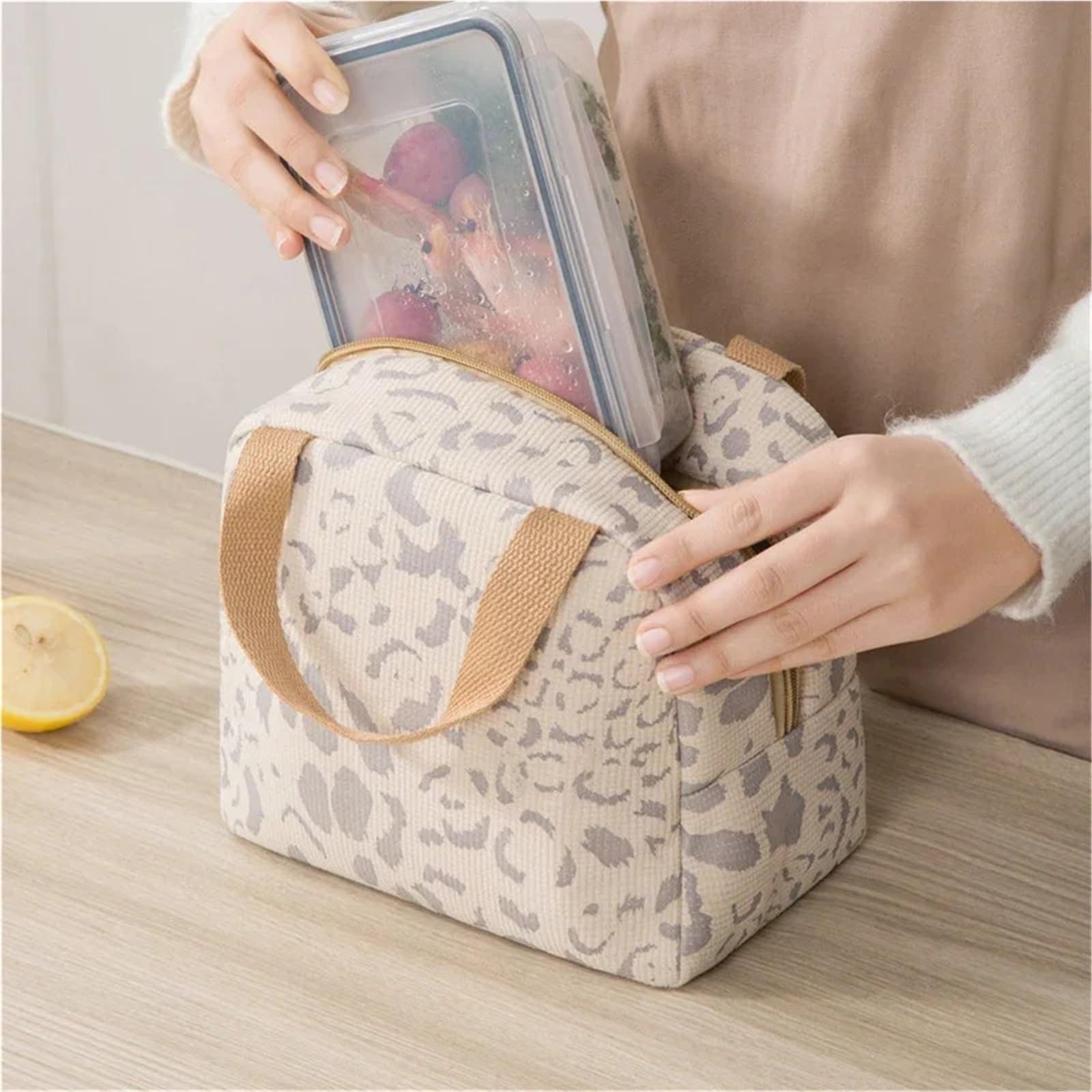 3-częściowy wzór torby Bento, gruba izolacja, wodoodporny, lekki lunchbox ，Torba kempingowa(Yellow)