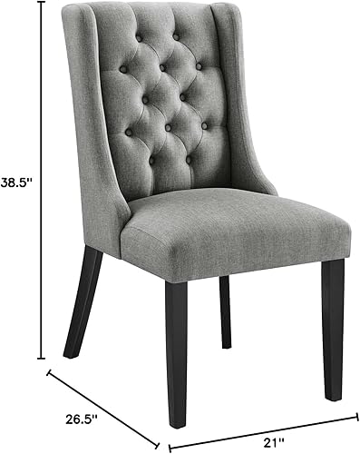 Miniatura 3 de Modway Baronet - Silla de comedor con botones, color gris claro