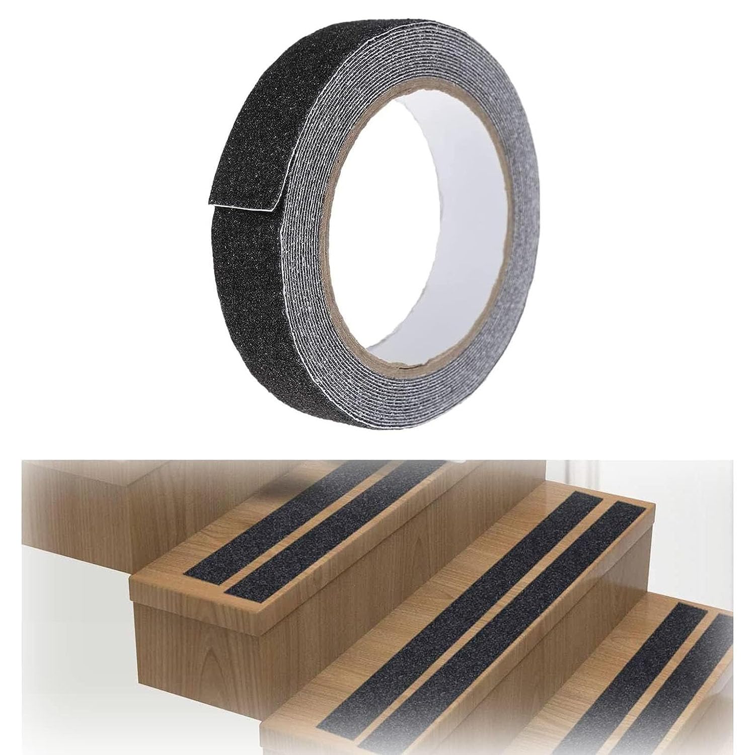 X spring Anti Slip Grip Tape, 2.5cm×5m Anti Slip Safety Tape, Grip Tape with Waterproof, Anti Slip Tape, Black Grip Tape Steps, Safety Waterproof Tape, Anti Slip Tape Stairs for Stairs Indoor Outdoor