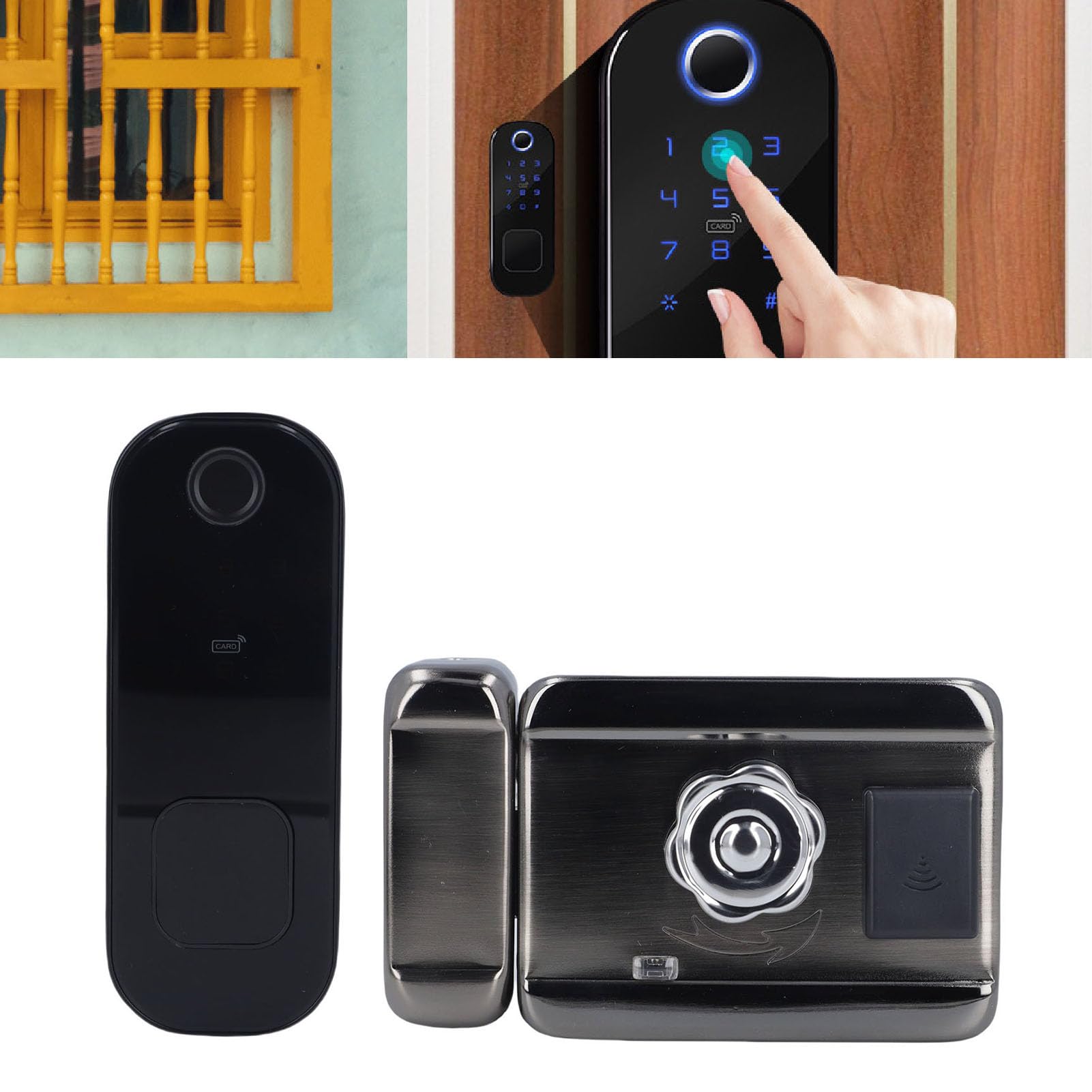 Smart Lock, Impronte Digitali WiFi APP Controllo Scheda IC Password Serratura per Porta Senza Chiave, Serratura Elettronica Biometrica con Chiavi Meccaniche per Vari di Porte