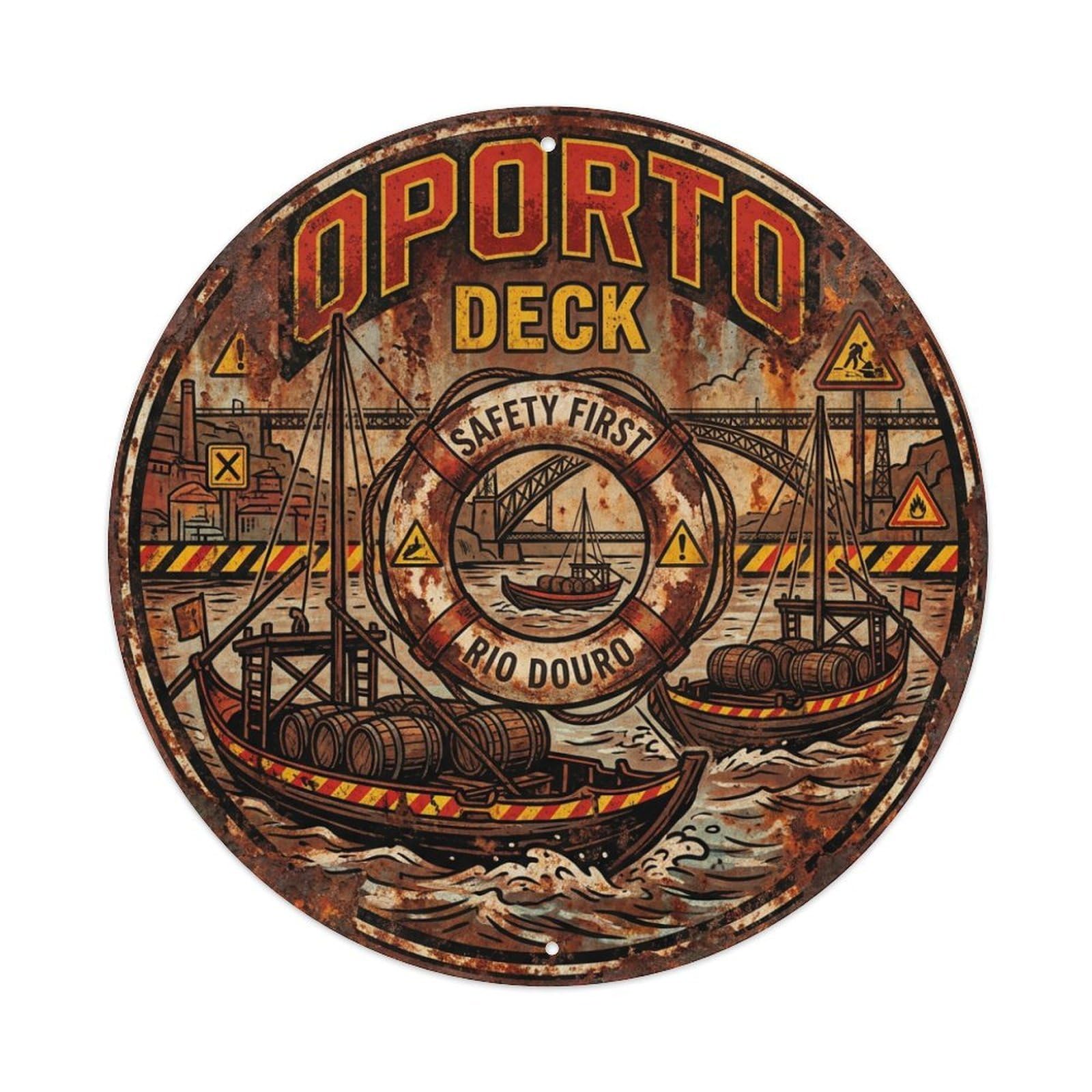 Vintage Travel Oporto Portugal Hull Metal Tin Sign