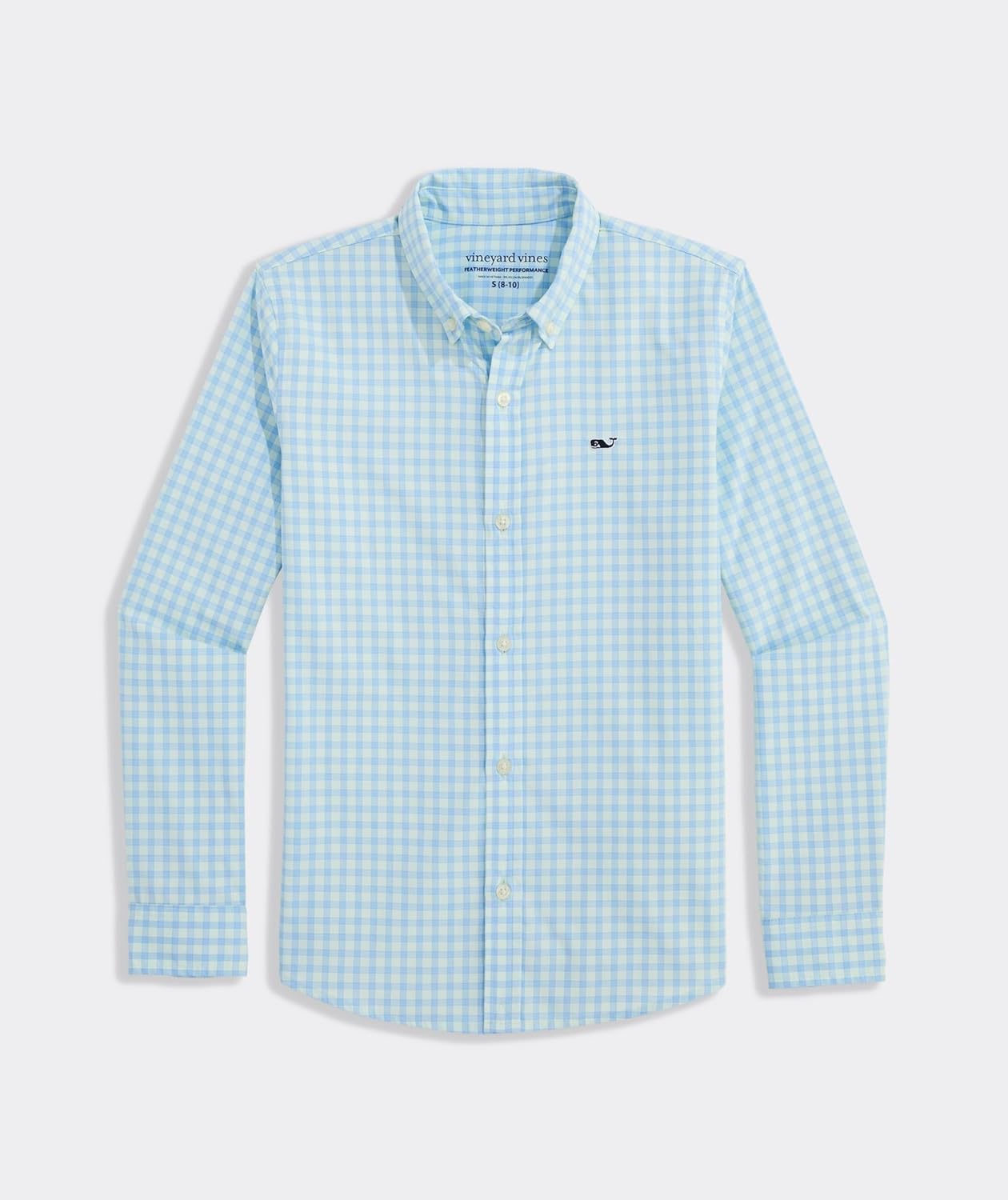 Vineyard Vines Boys' Boys' Lemon Shark Gingham Featherweight Performance Shirt
