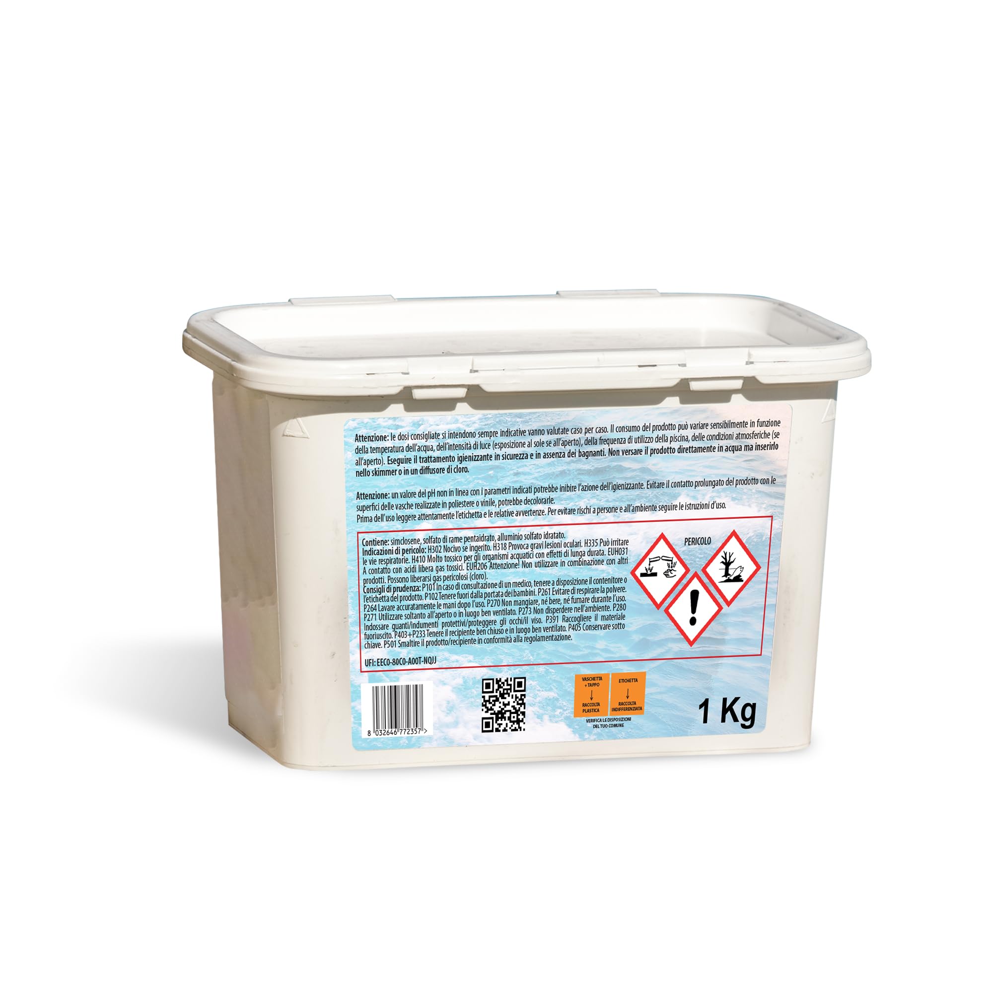 Pool Care Chlor 250 4 Actions 1 kg, Chlore pour Piscine en pastilles de 250 g (tri-90/250) Multiaction Active à 90% à Dissolution Lente pour Piscine