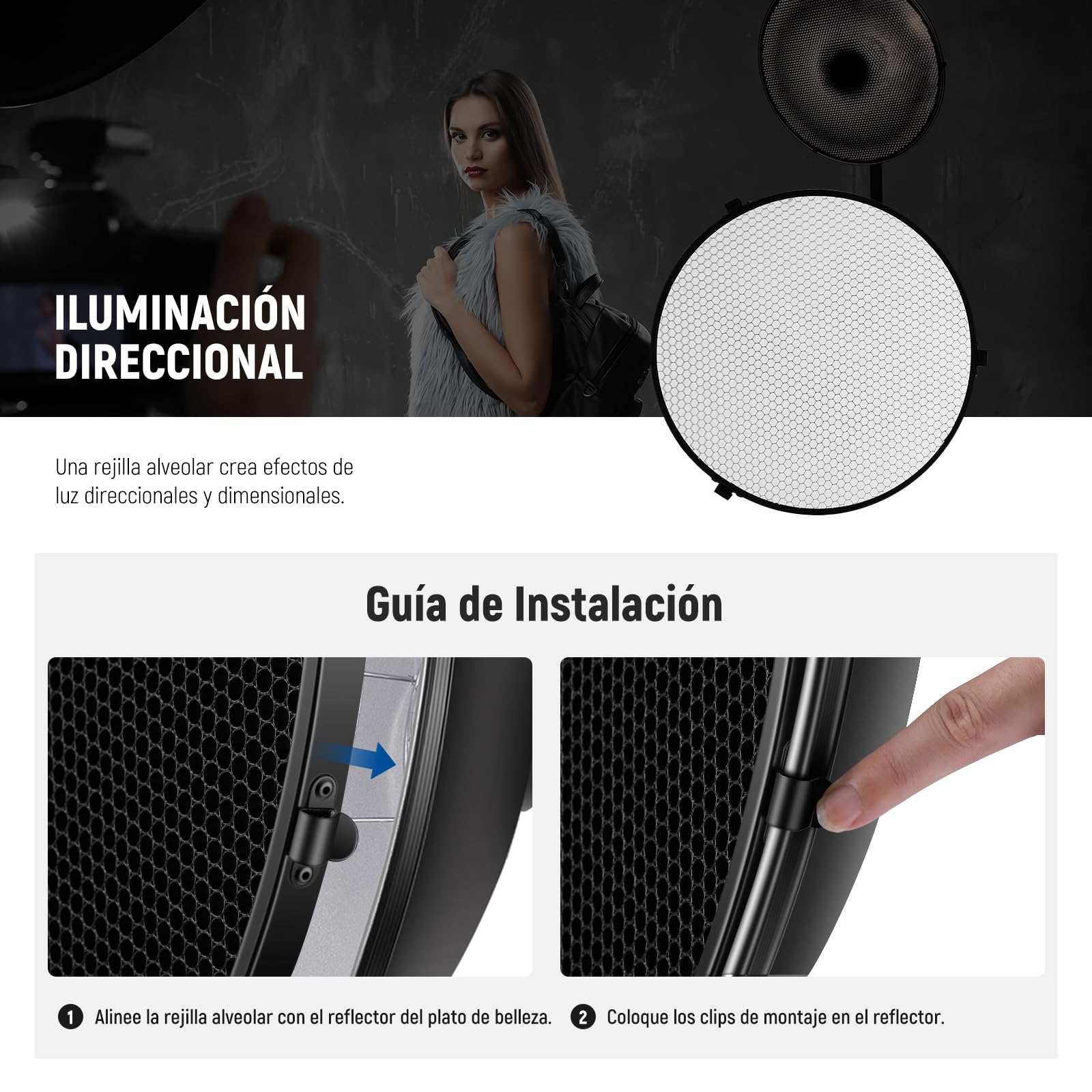 NEEWER 30cm Kit Metal Beauty Dish Bowens Mount Reflector con Calcetín Difusor, Rejilla de Panal para Luz de Video Flash Estroboscópica Compatible con Godox AD600 NEEWER CB60 Q4 Vision 4 S101, LD30 | Blanco difusor,Honeycomb Grid,para flash de estudio luz