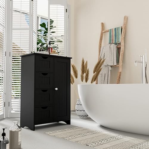 Miniatura 11 de YESHOMY Armario de almacenamiento de baño, organizador lateral independiente con gran espacio y estantes ajustables, muebles de oficina en casa para