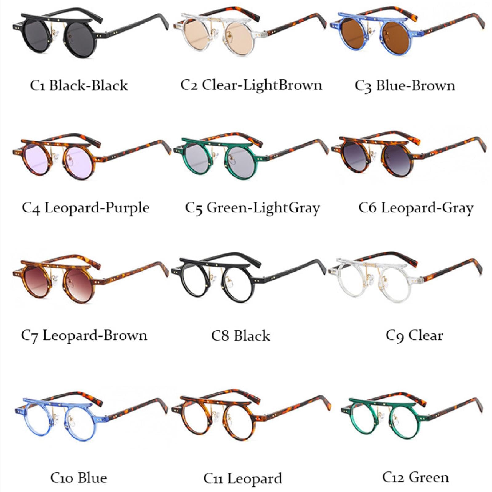 Gafas de sol UV400 para hombres y mujeres, marco pequeño punk redondo gris claro, lente ligera para deportes al aire libre y conducción