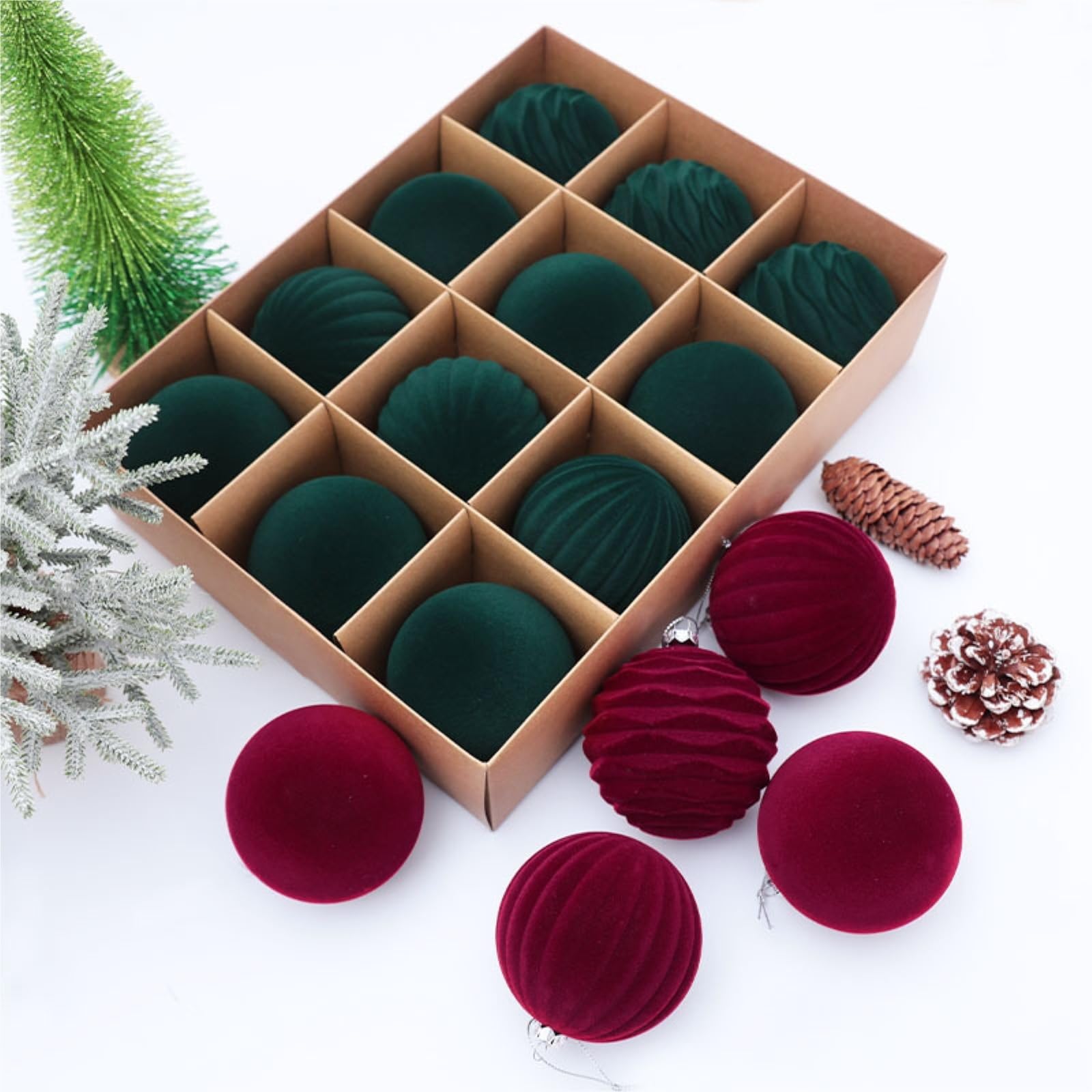 Baumschmuck Weihnachtsbaumschmuck Aus Kunststoff, 8 cm Durchmesser, 12 Stück Weihnachtskugeln(Rood)